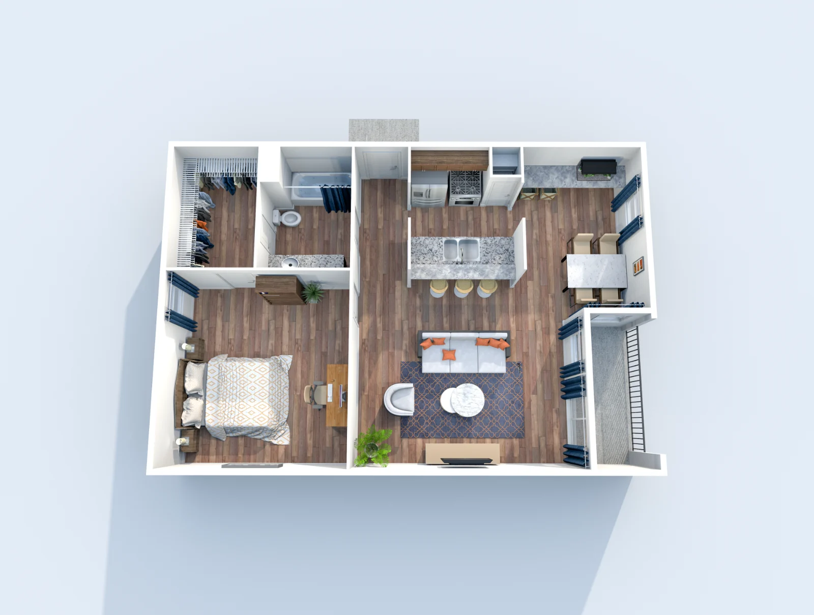 Muse — floor plan, Plan A4 · 1 bed · 1 bath · 647 sq ft