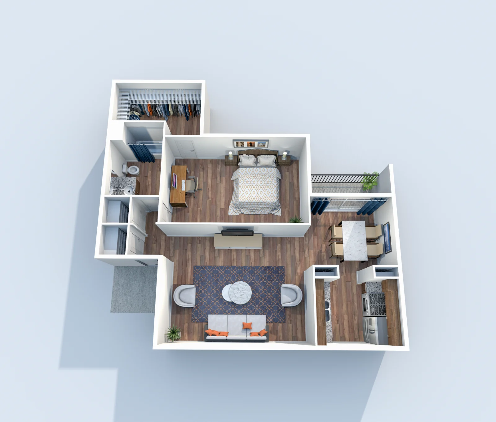 Muse — floor plan, Plan A8 · 1 bed · 1 bath · 703 sq ft