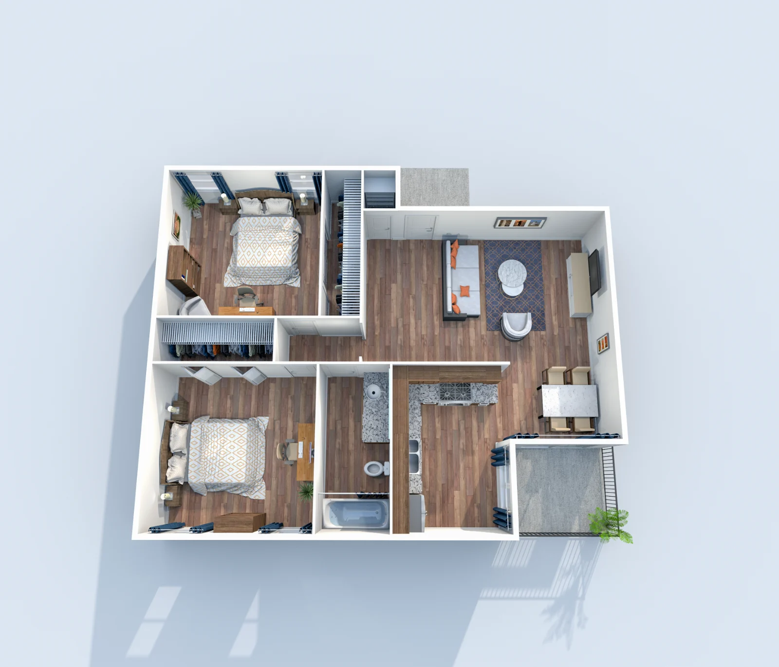 Muse — floor plan, Plan B1 · 2 bed · 1 bath · 860 sq ft