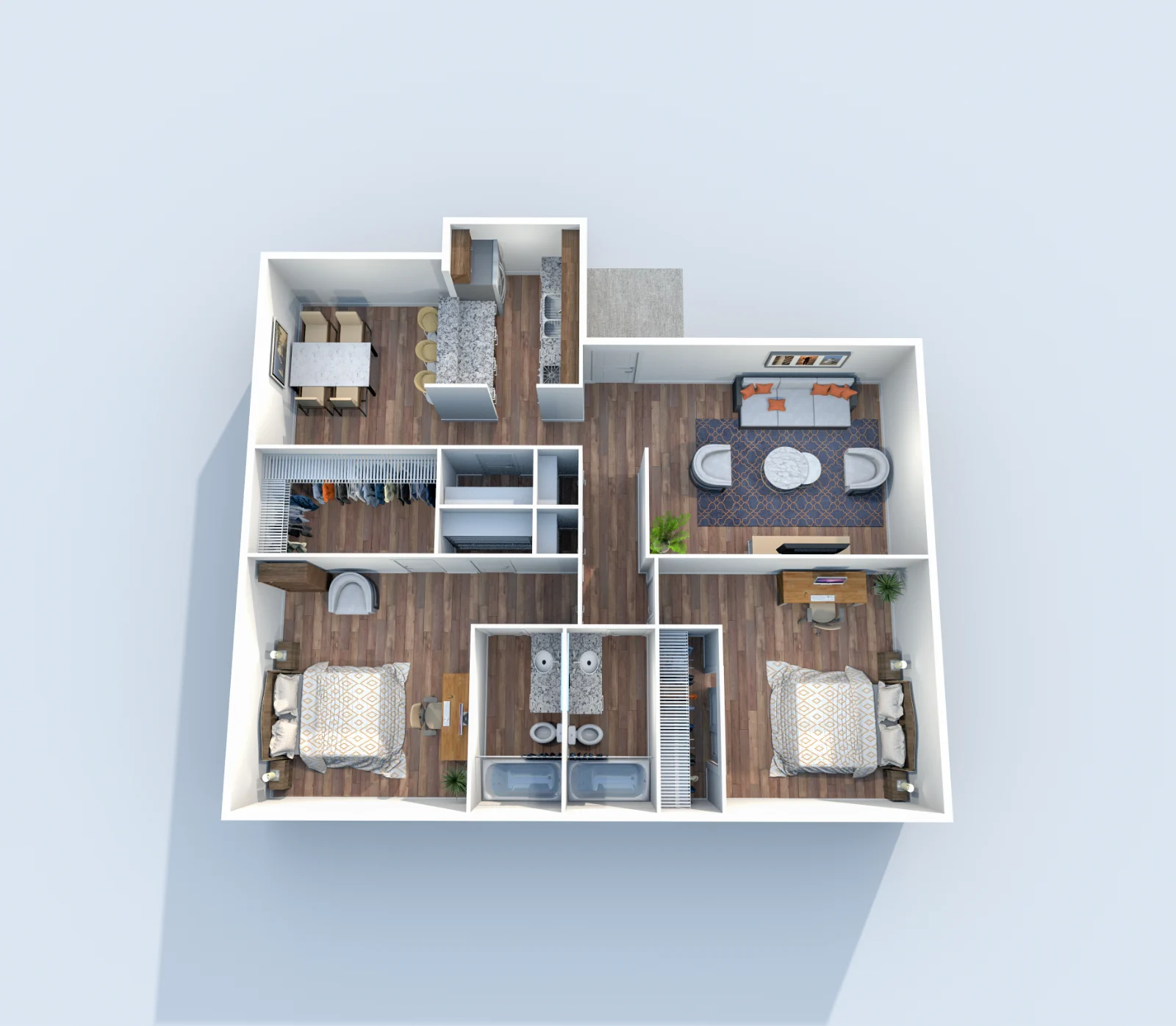 Muse — floor plan, Plan B10 · 2 bed · 2 baths · 1,084 sq ft