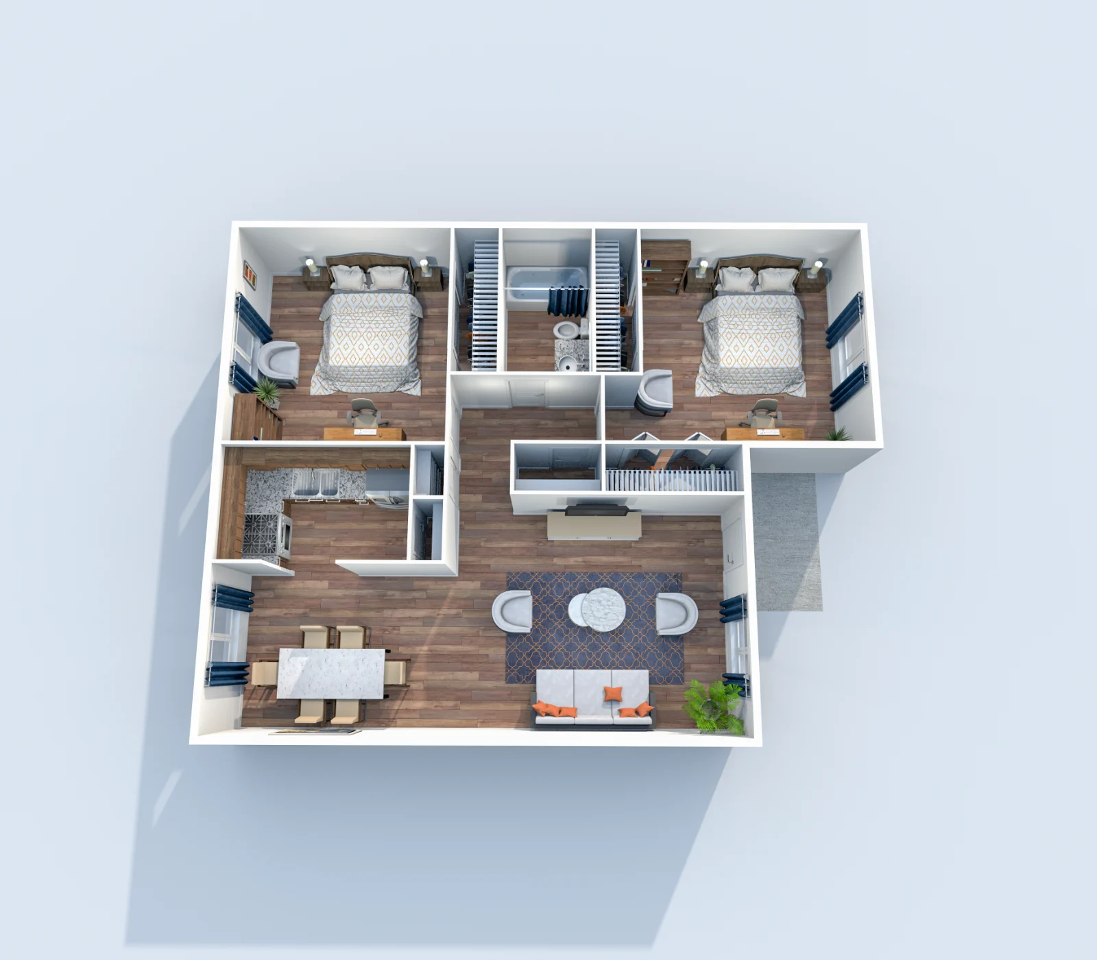 Muse — floor plan, Plan B2 · 2 bed · 1 bath · 865 sq ft